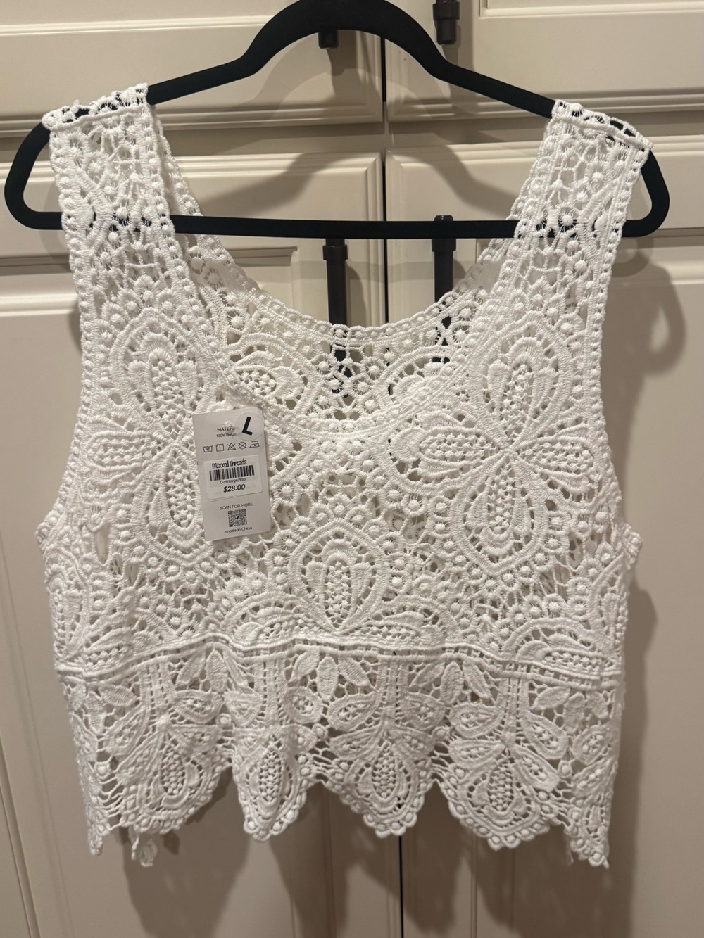 Vintage White Crochet Camisole Tank